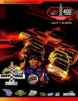 The 2010 Coke Zero 400 program cover, featuring Tony Stewart.